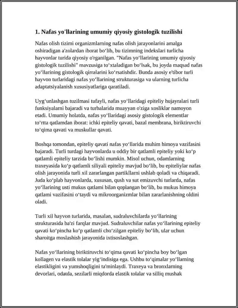 NAFAS OLISH TIZIMI A'ZOLARINING QIYOSIY GISTOLOGIK TAVSIFI 3