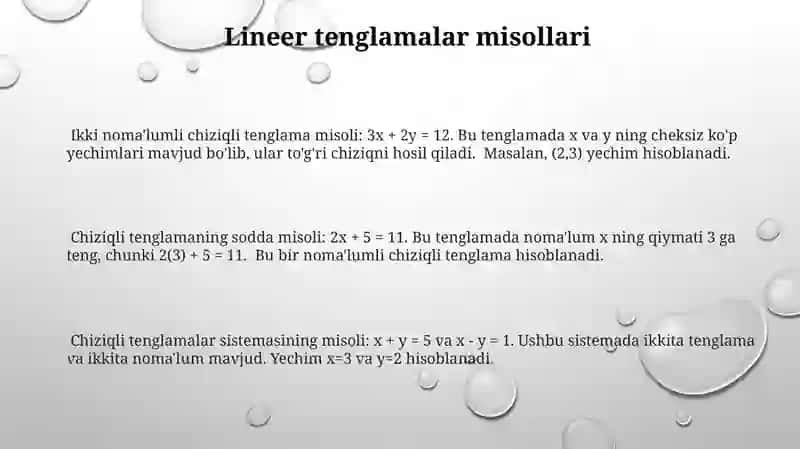 Tenglamaga oid misollar 3