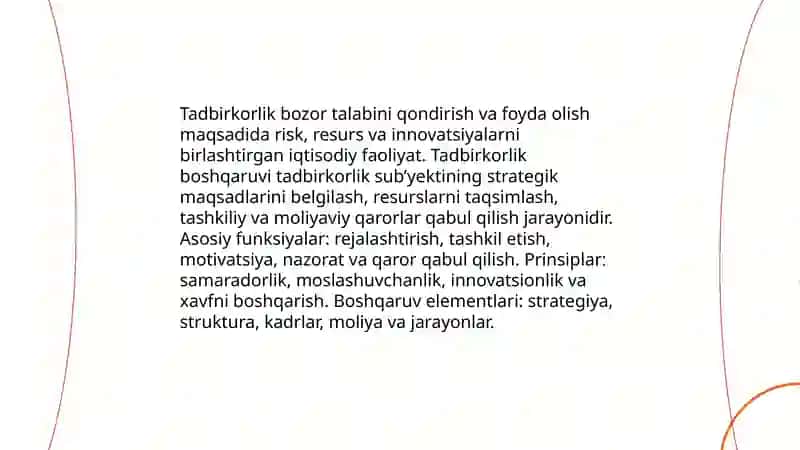 Tadbirkorlikni boshqarishni tashkil etish 3
