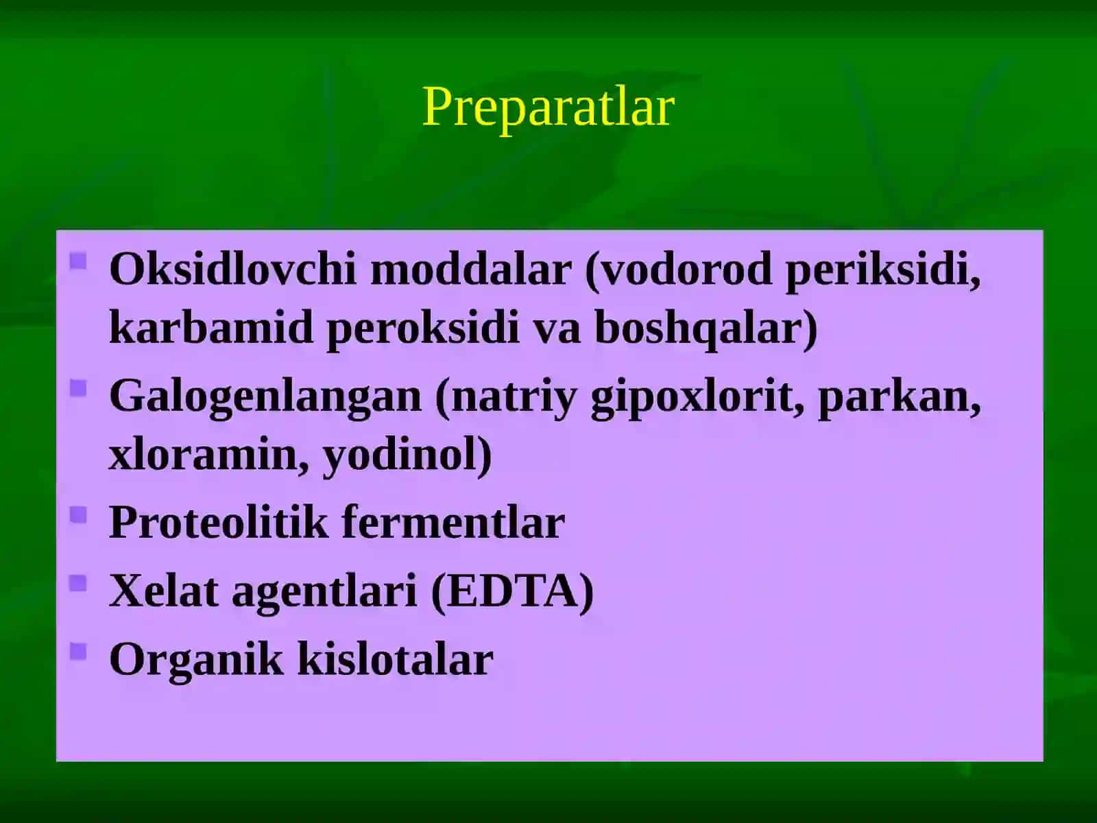 Ildiz kanallari tizimiga medikamentoz  ishlov berishda qo’llaniladigan antiseptiklar 3