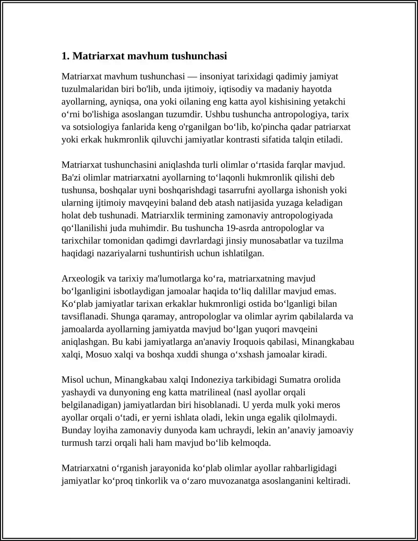INSONYATNING TARIXIY RIVOJLANISHIDA MATRIARXAT DAVRI 3
