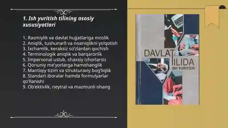 Ish yuritish tili va uslubi. Yuridik matnlar bilan ishlash 3