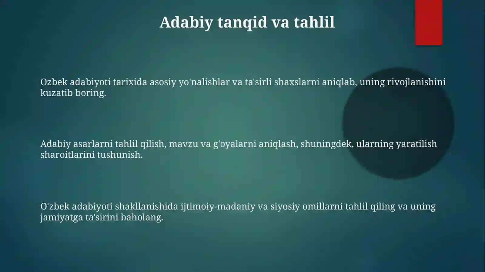 Òzbek adabiyoti tarixi fanining maqsadlari va vazifalari 3