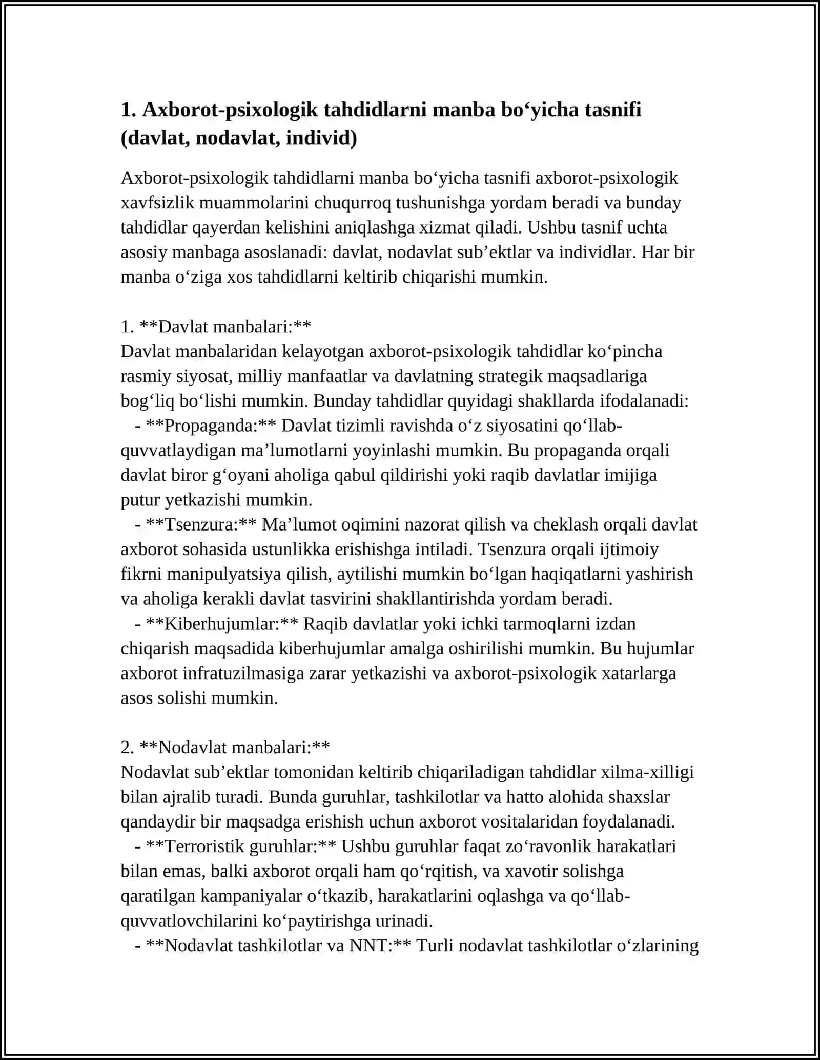 AXBOROT-PSIXOLOGIK XAVFSIZLIK TAHDIDLARI TASNIFI 3