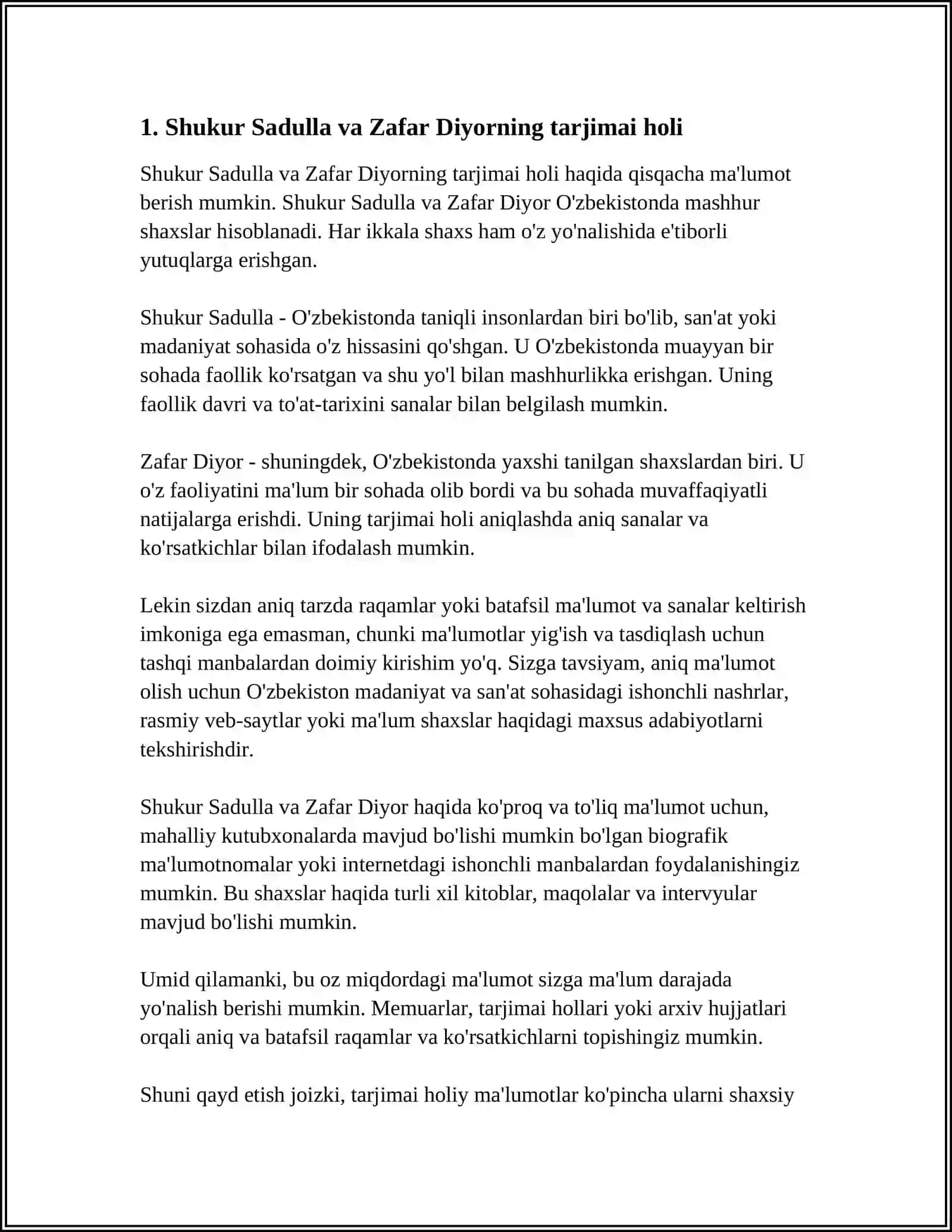 SHUKUR SADULLA VA ZAFAR DIYOR HAYOTI VA IJODI 3