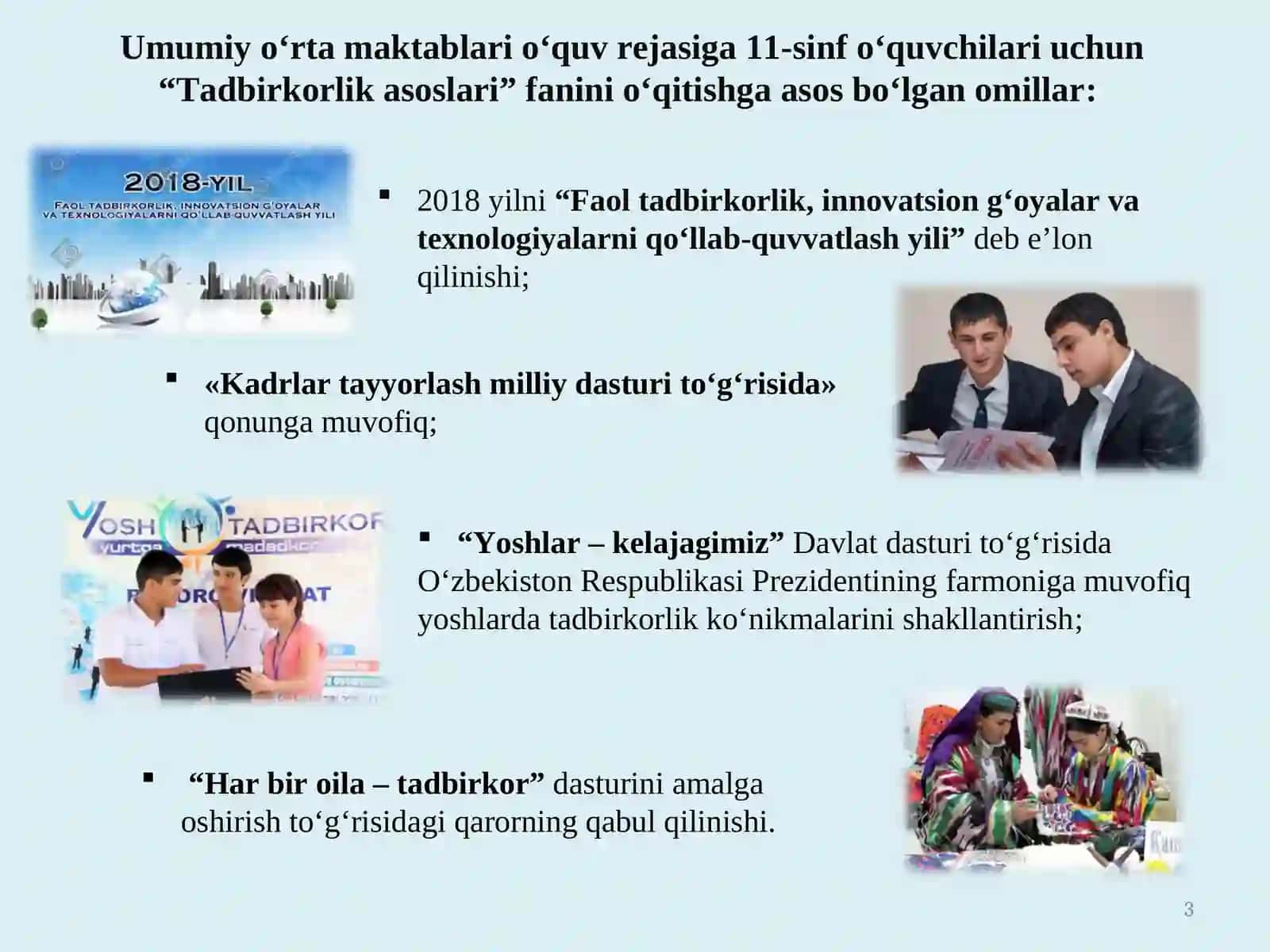 "Tаdbirkоrlikаsоslаri" fanini o‘qitish yuzаsidаn metodik tаvsiyalаr 3