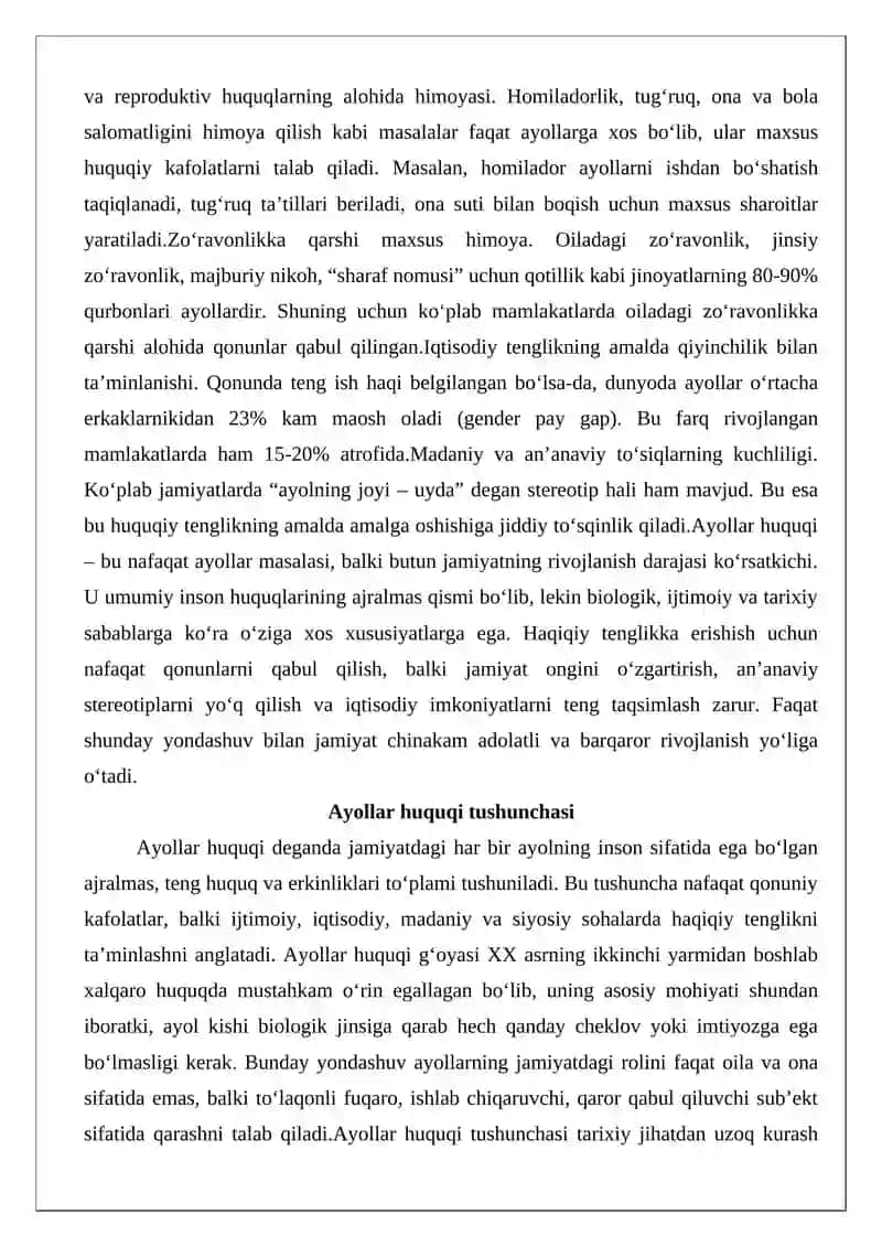 Ayollar huquqi tushunchasi va uning o‘ziga xos xususiyatlari 3