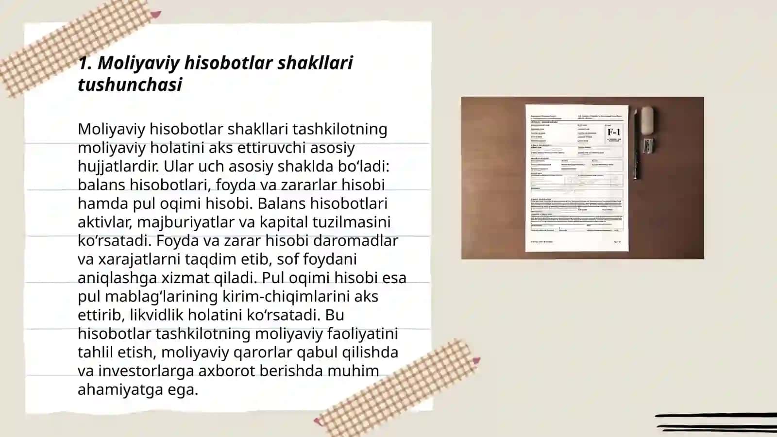 Moliyaviy hisobotlar shakllari va ularning tavsifi 3