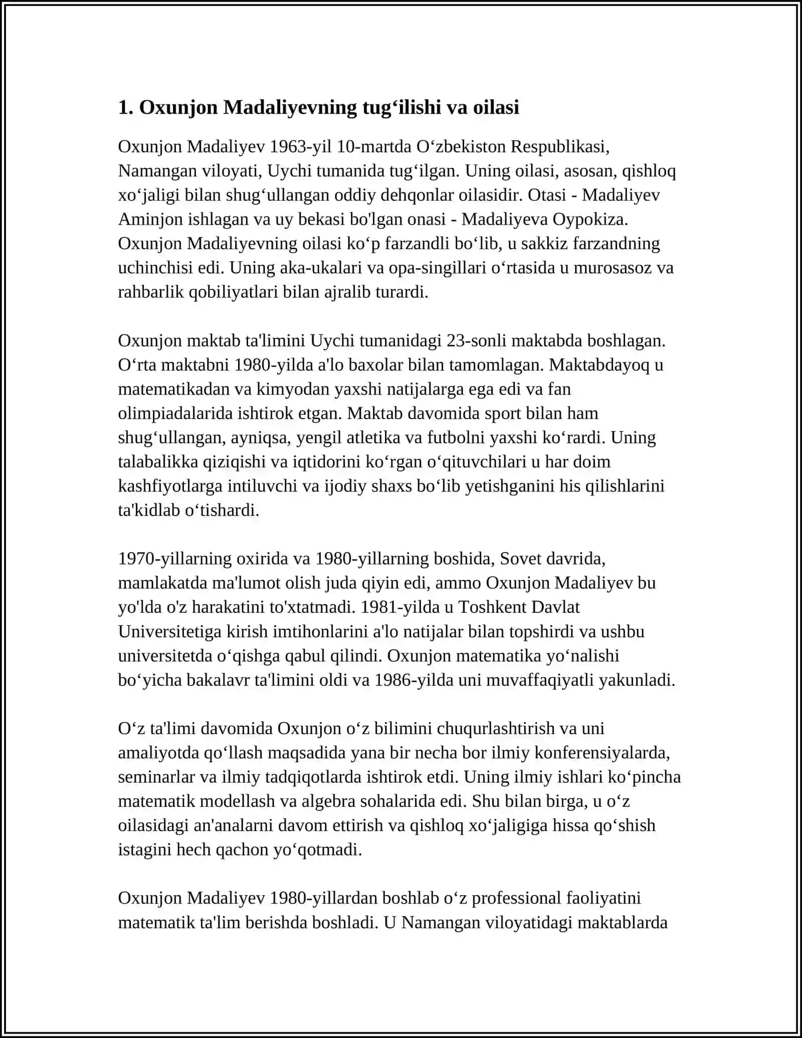 OXUNJON MADALIYEV HAYOTI VA IJODI 3