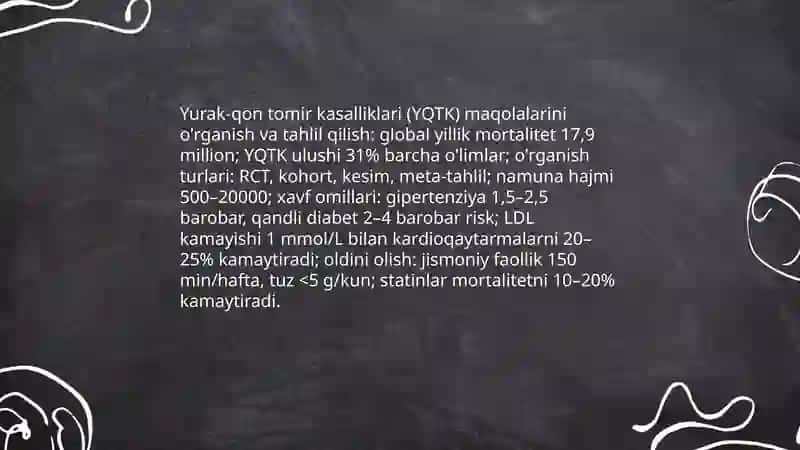 Muhim epidemik bo'lmagan kasalliklar haqidagi maqolalarni o'rganing va tahlil qiling 3