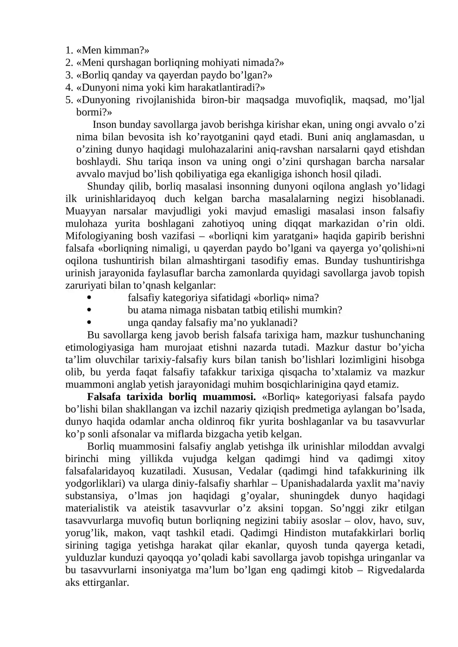 Borliq falsafafasi (Ontologiya) 3