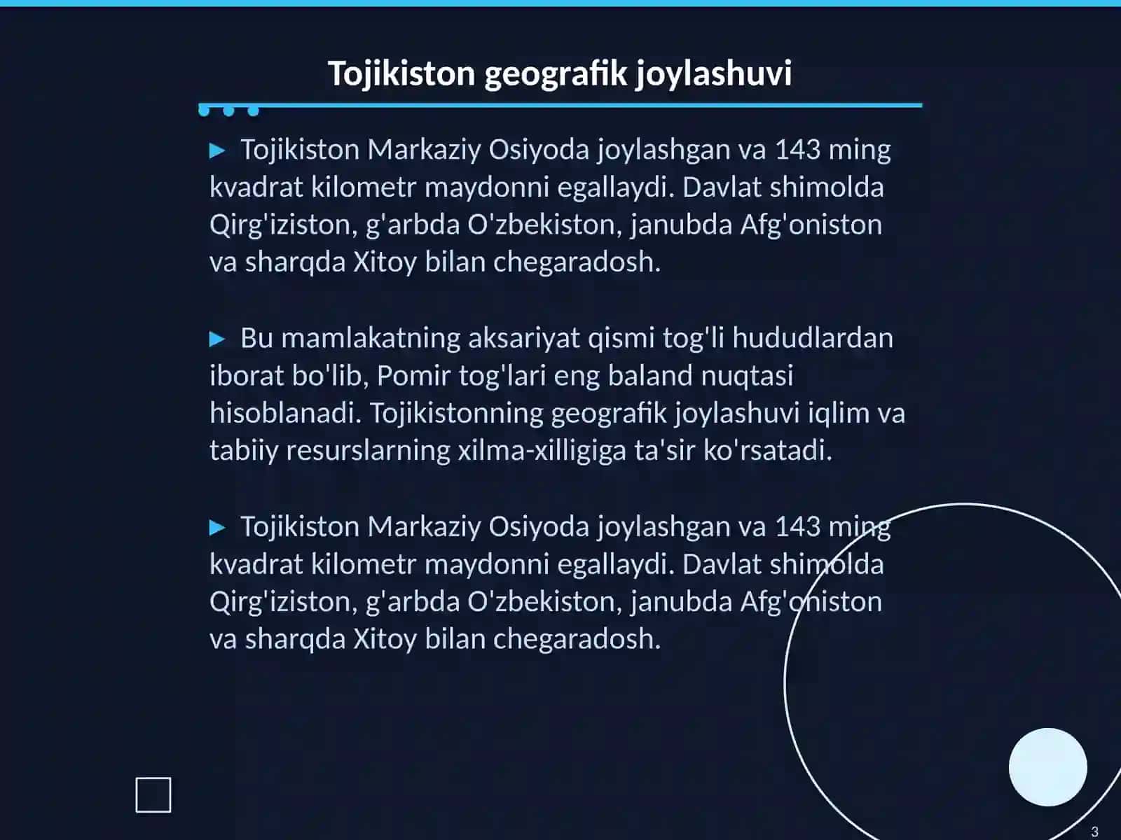 Tojikiston tabiiy sharoiti va tabiiy resurslari 3