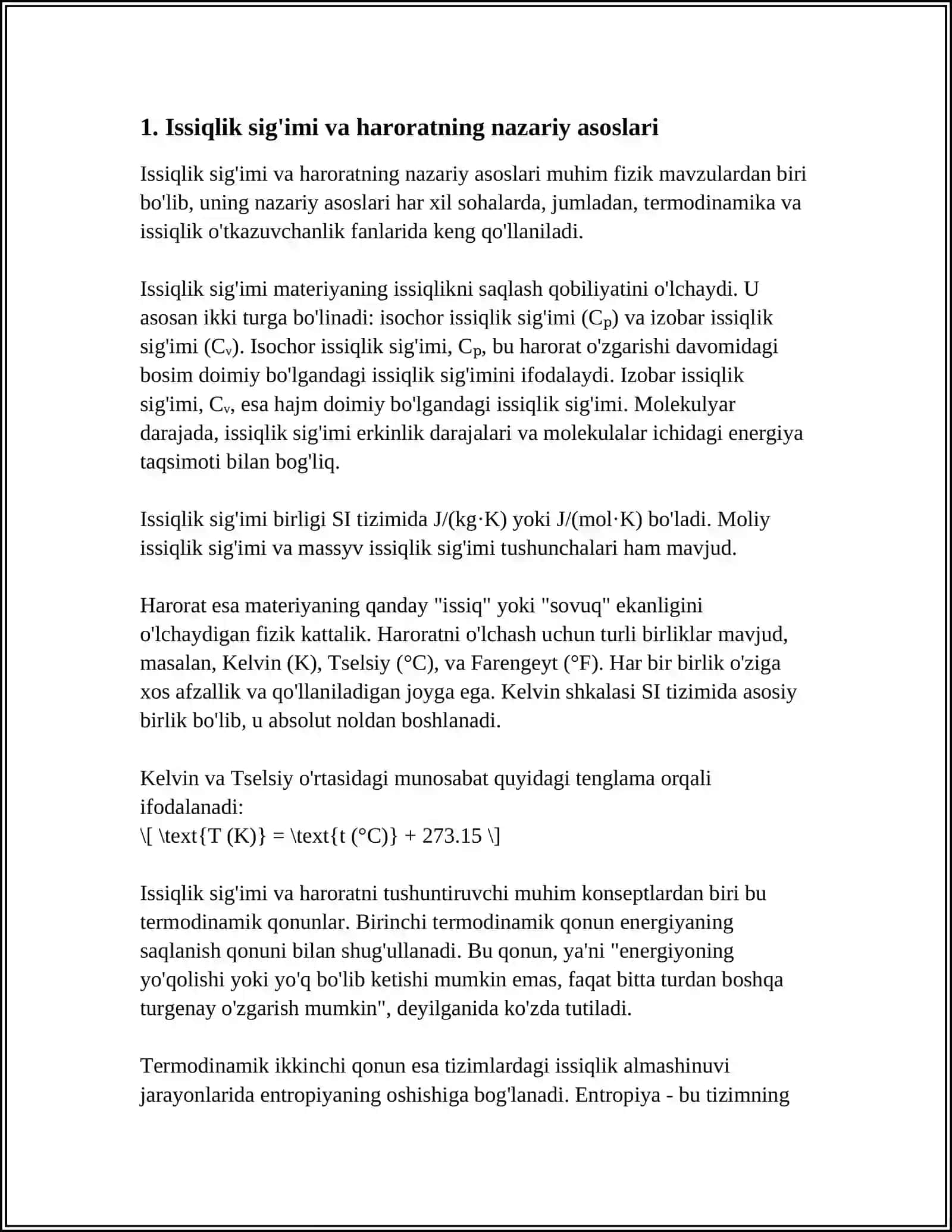 ISSIQLIK SIG’IMINING HARORATGA BOG’LIQLIGI 3