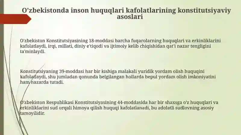 O'zbekistondagi inson huquqlari va erkinliklarini yaratilishi 3