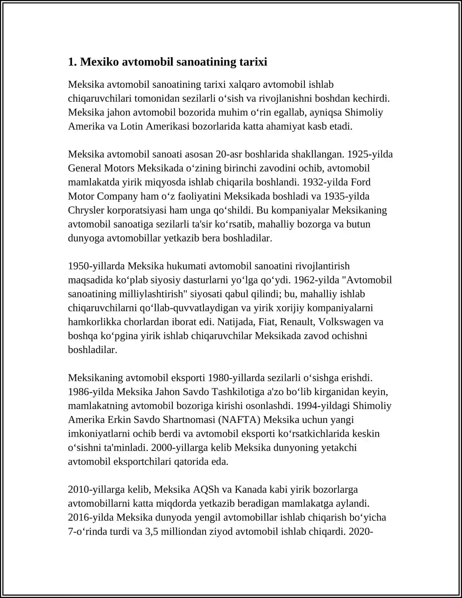 Mexiko avtomobil sanoati tarixi 3