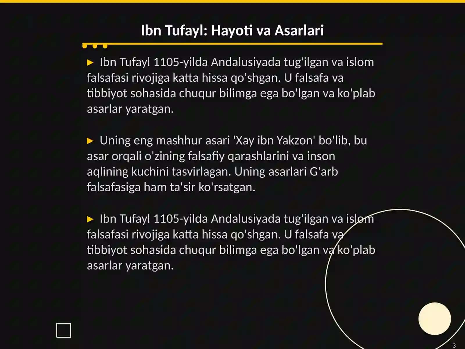 Ibn Tufayl va Ibn Sinoning,,Xay ibn Yakzon oʻgʻli" risolasi 3