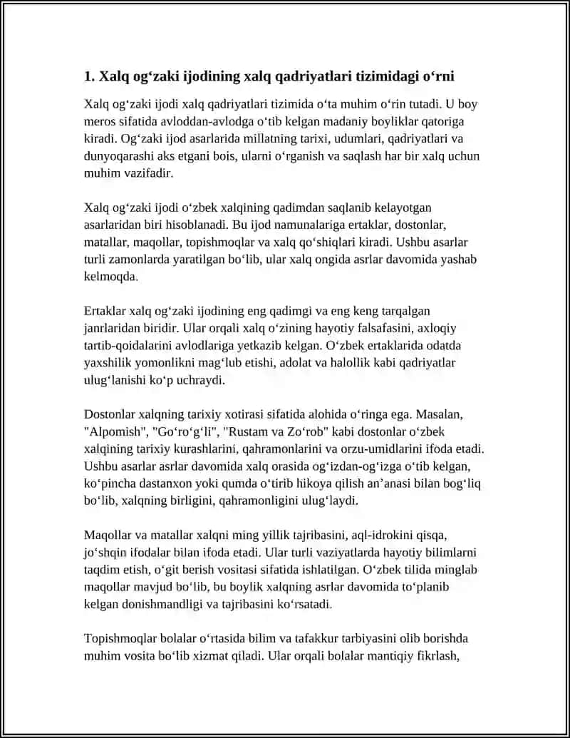 XALQ OGʻZAKI IJODI XALQ QADRIYATLARINING TARKIBIY SIFATIDA 3