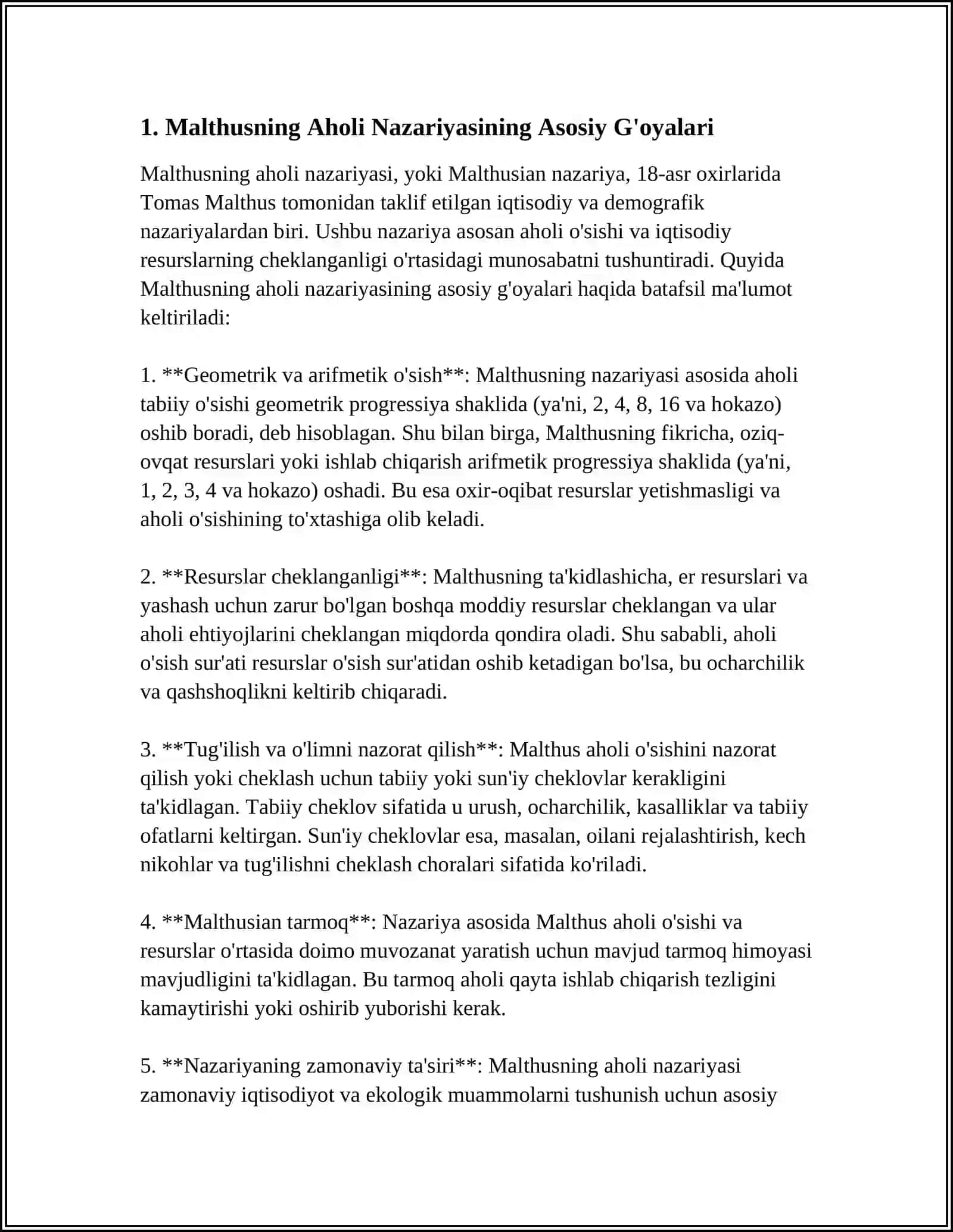 R.MALTHUSNING AXOLI NUFUZI NAZARIYASI VA ZAMONAVIY MALTHUS TA'LIMOTI 3