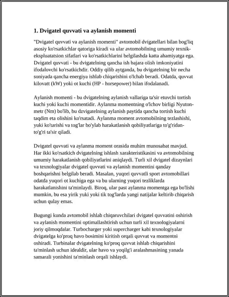 AVTOMABILLARNING TEXNIK-EKSPLUATATSION SIFATLARI VA KORSATKICHLARI 3