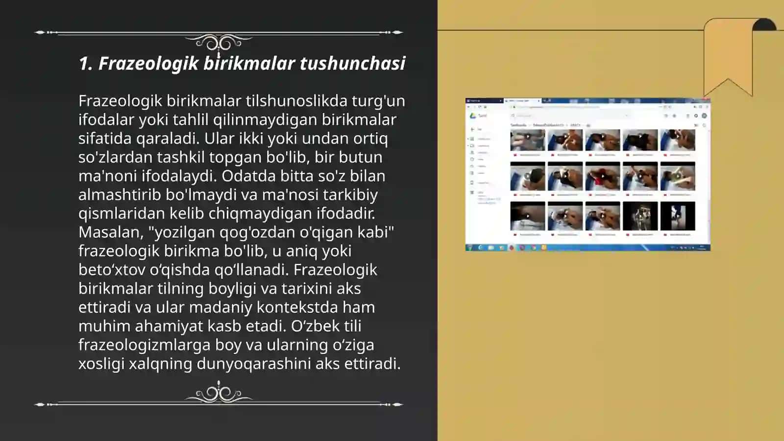 Lugat tarkibining ajralmas birikmalarining frazeologik birikmalarining mano va tarkib jihatdan tavsiyalanishi leksikorgarafiya lugat shinoslik 3