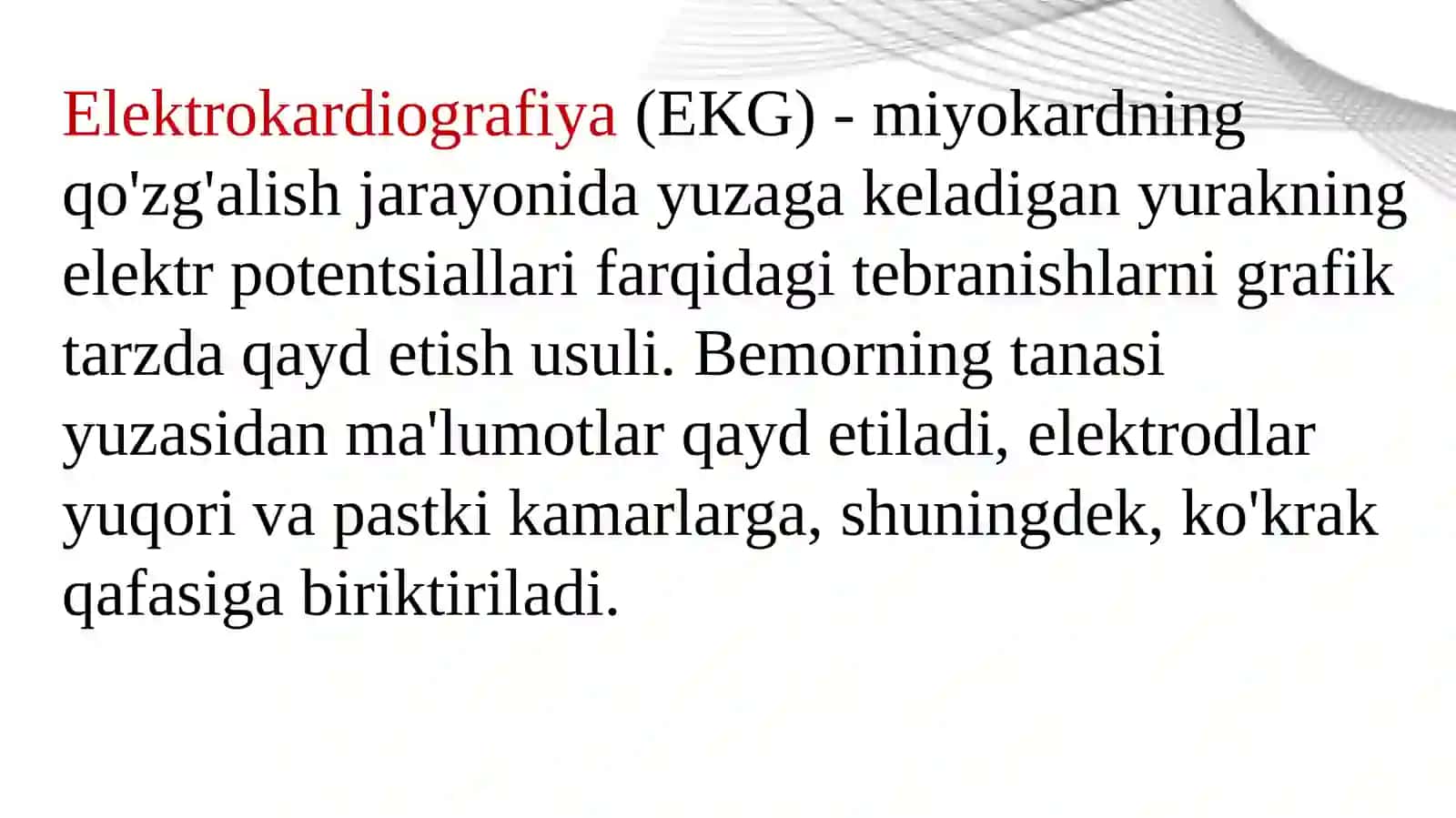 Elektrokardiografiya tekshirish usuli 3
