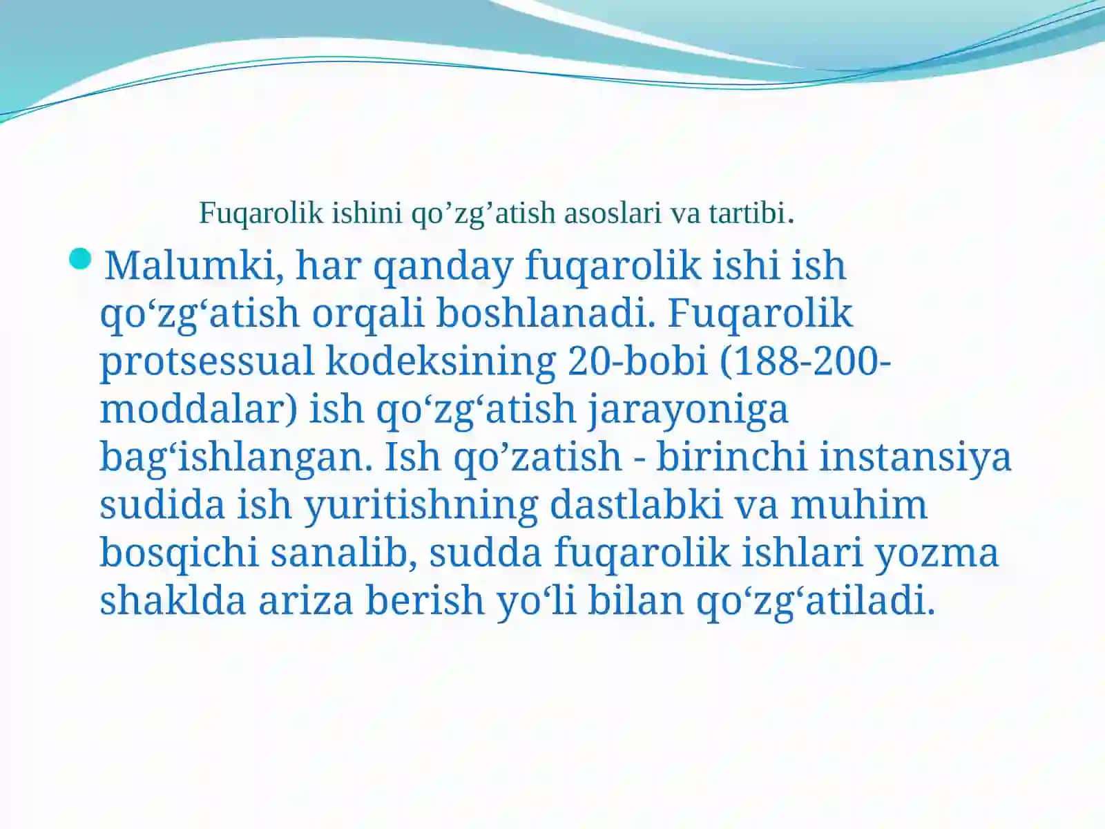 Fuqarolik ishini qo’zg’atish va sud muhokamasiga tayyorlash 3