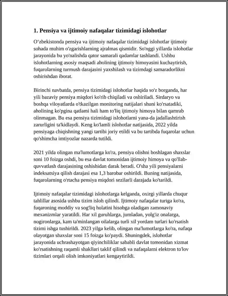 OʻZBEKISTONDA IJTIMOIY SOHADA AMALGA OSHIRILAYOTGAN OʻZGARISHLAR 3