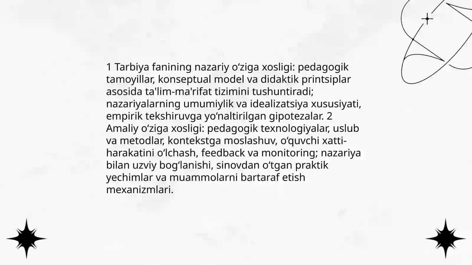 Tarbiya fanini õziga xosliklarini qiyosiy tahlil qilish 3