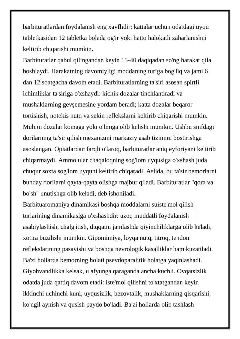 BARBITUR KISLATA VA UNING ASOSIDA OLINGAN DORI VOSITALAR 3