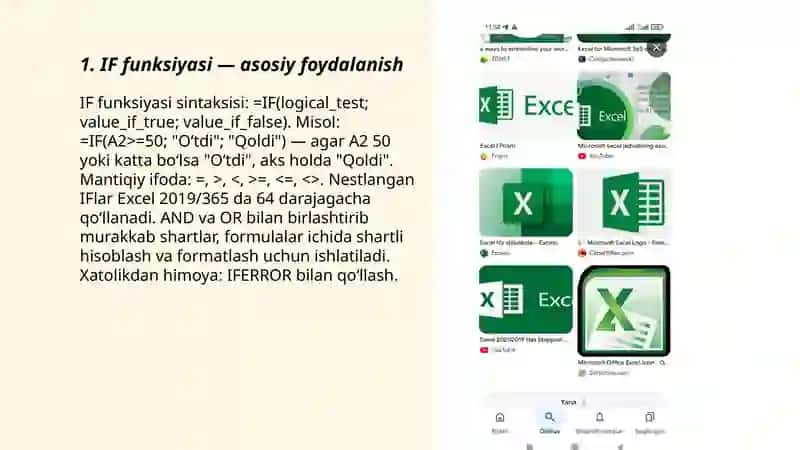 MS Exselda mantiqiy funksiyalar bilan ishlash 3