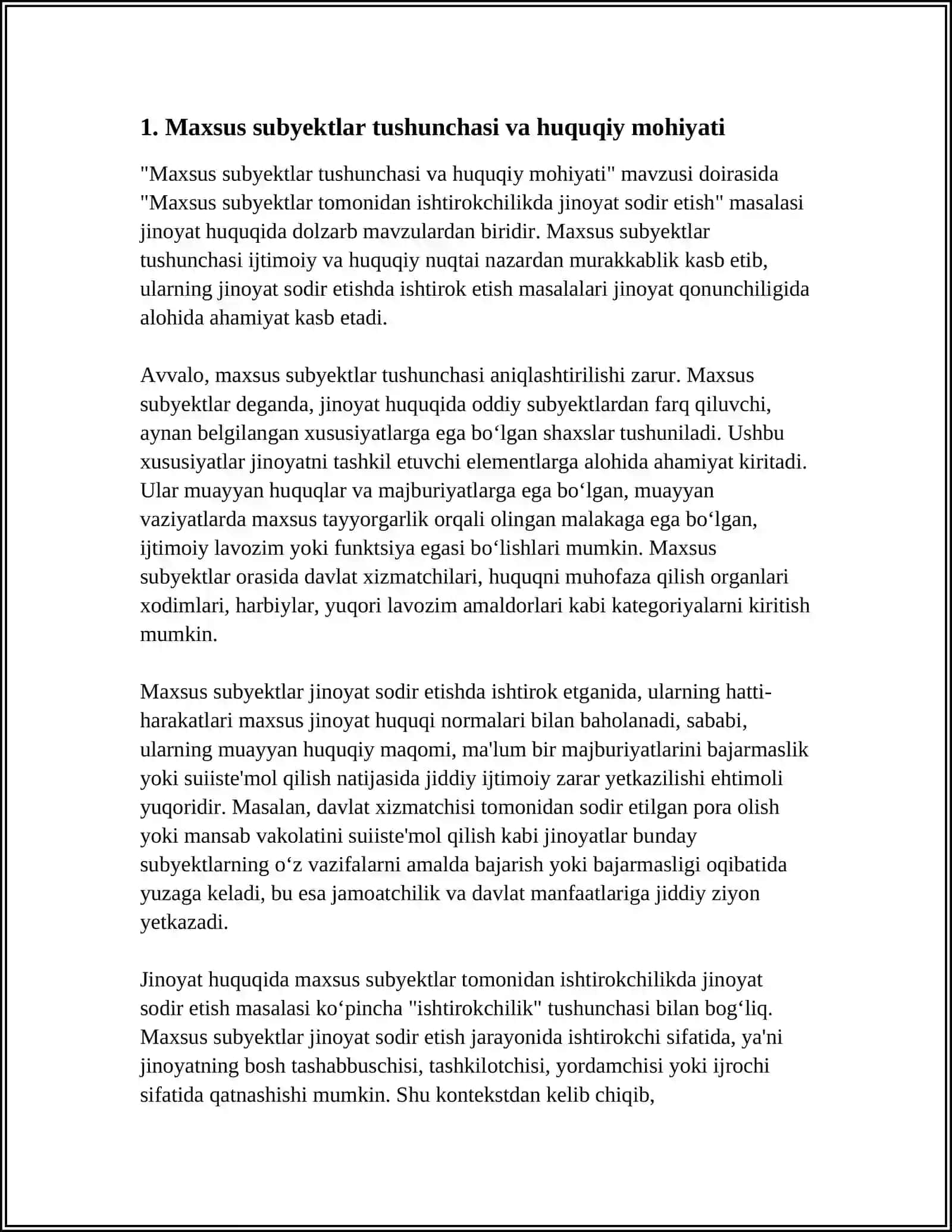 MAXSUS SUBYEKTLAR TOMONIDAN ISHTIROKCHILIKDA JINOYAT SODIR ETISH 3