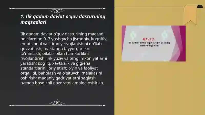 Ilk qadam davlat oʻquv dasturi 3