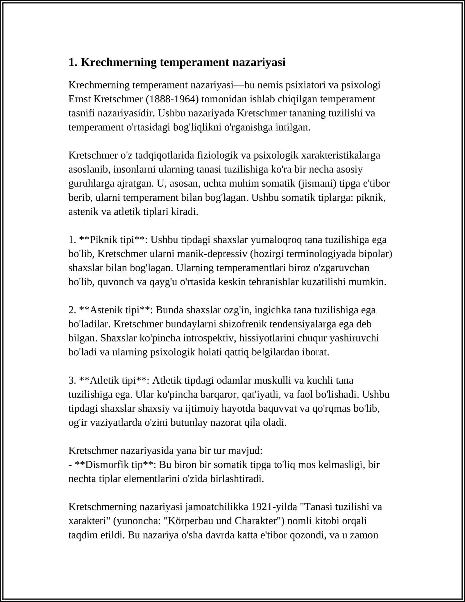 Krechmerning temperament nazariyasi 3