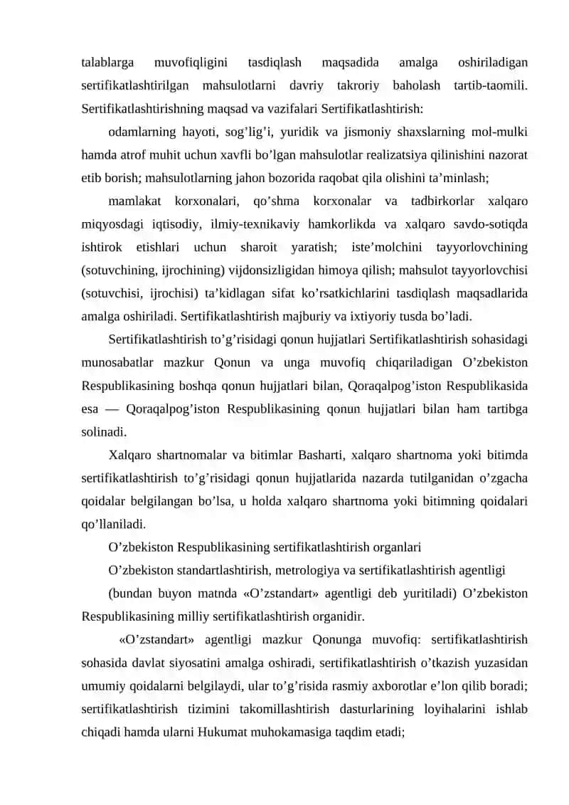 Sertifikatlashtirishning me’yoriy va qonuniy asoslari 3