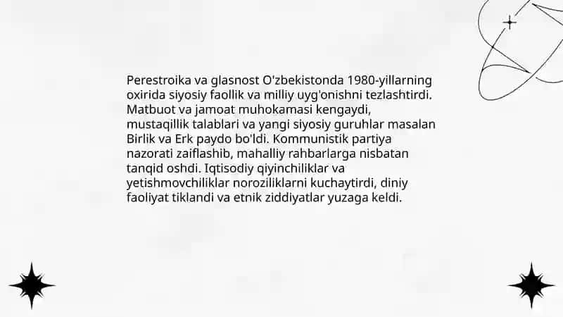 Perestroika va Glasnost O'zbekistonda 3