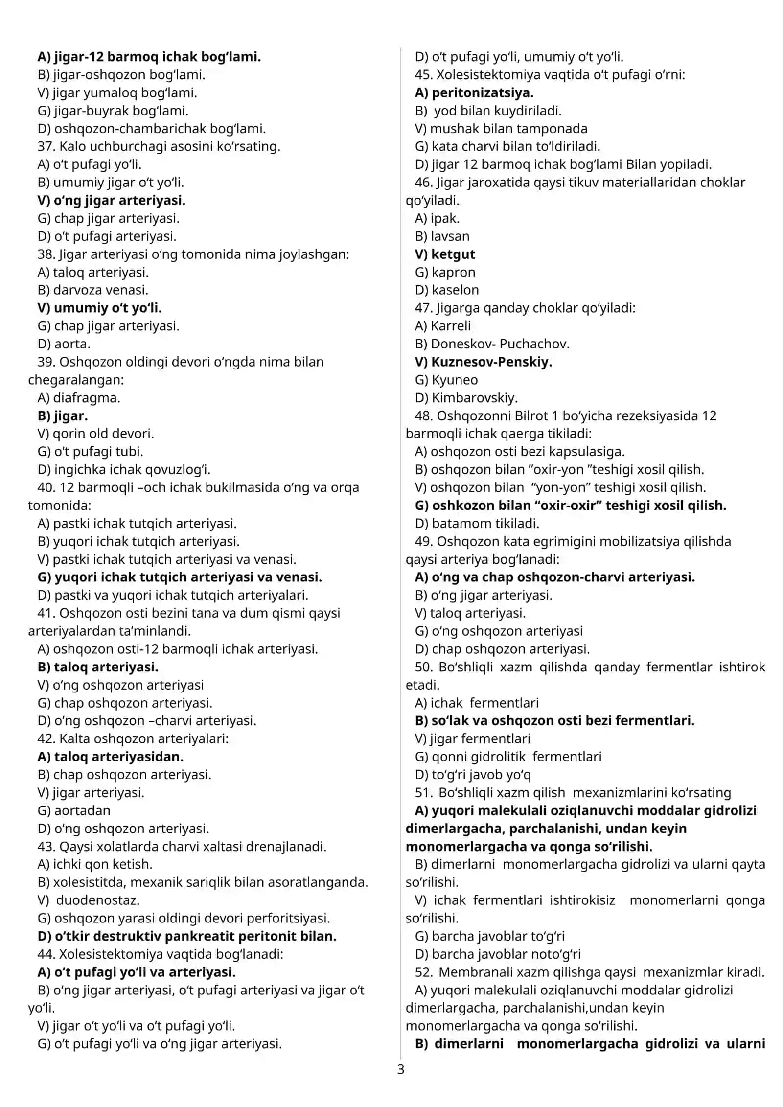QON TOMIR  JARROXLIGI MAGISTATURA KIRISH TEST SAVOLLARI  1000 TA 2026 yil 3