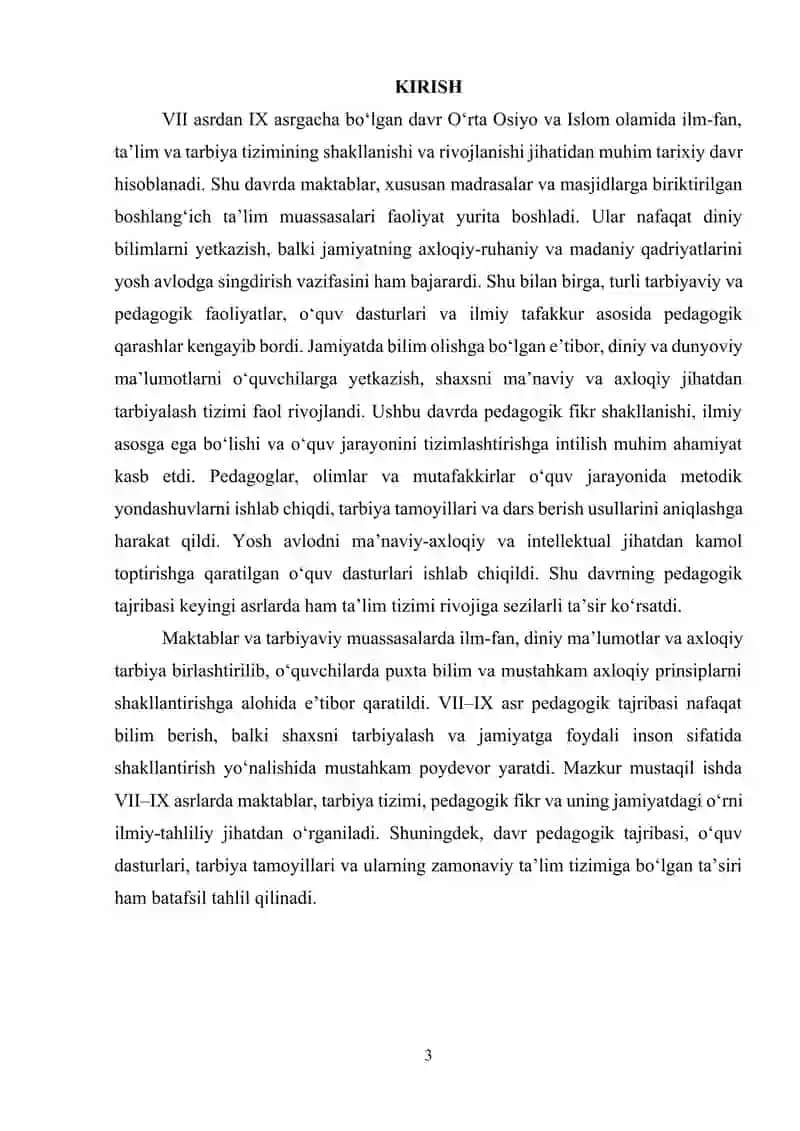 VII asrdan IX asrgacha bo‘lgan davirda maktab, tarbiya va pedagogik fikr taraqqiyoti 3