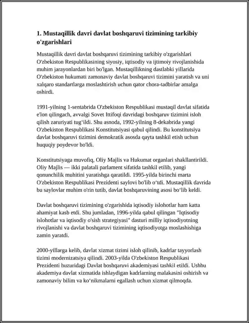 MUSTAQILLIK YILLARIDA DAVLAT BOSHQARUVI TIZIMIDA AMALGA OSHIRILGAN ISLOHOTLAR 3