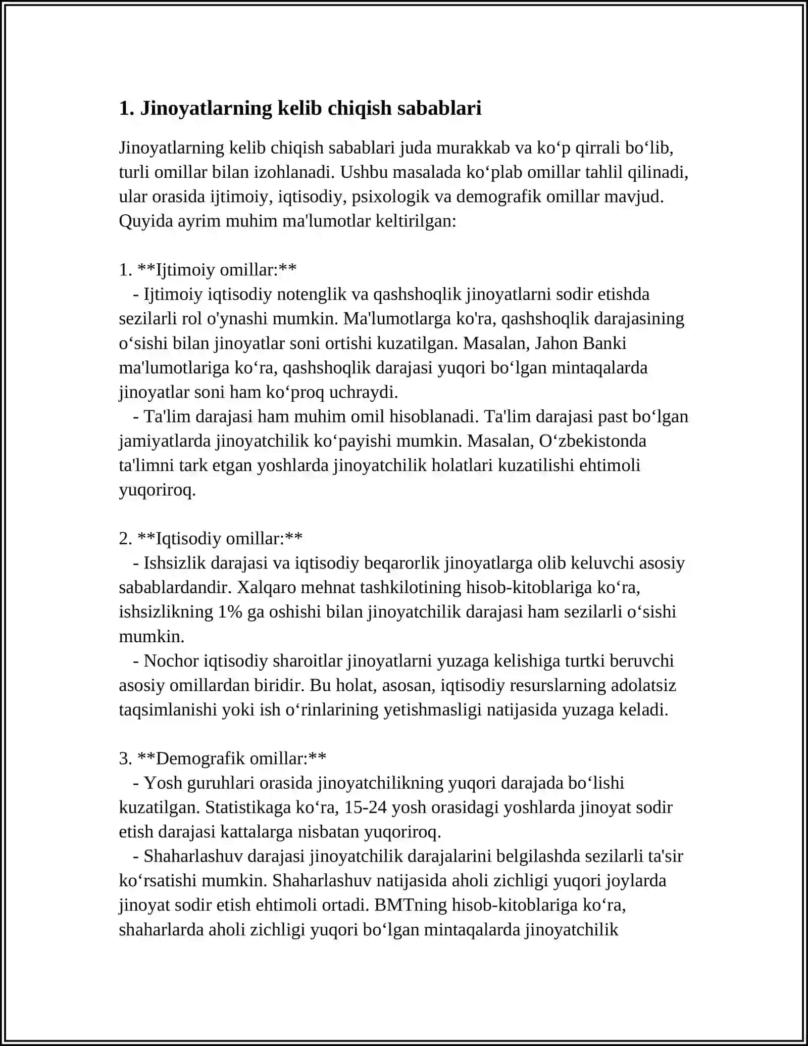 MUSTAQIL ISH: BIR QANCHA JINOYATLAR SODIR ETISH 3