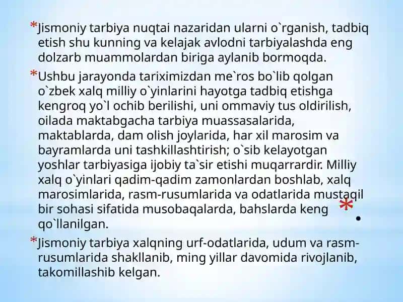 Milliy harakatli o’yinlar o’qitish metodikasi fani 3