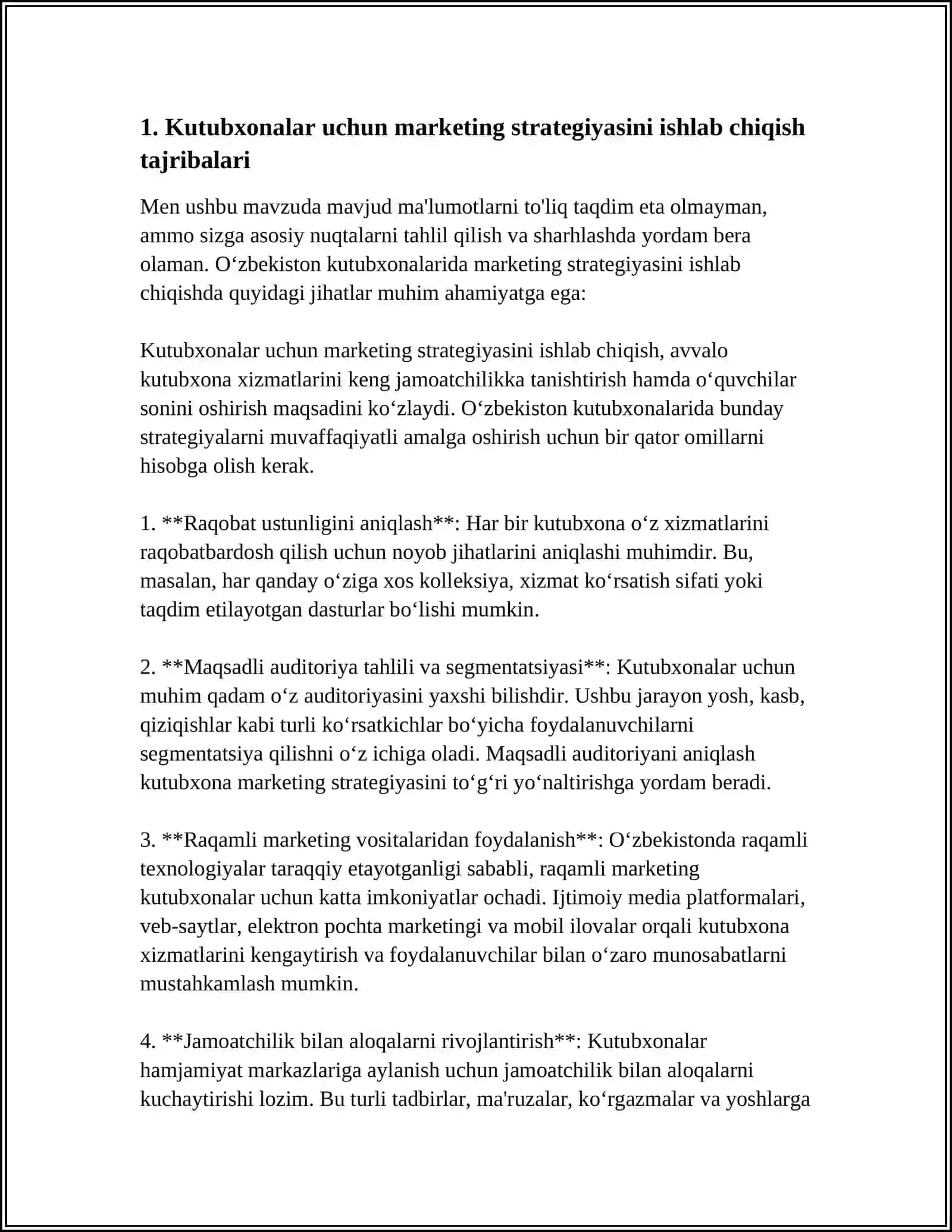 O'ZBEKISTON KUTUBXONALARIDA MARKETING TAJRIBASI 3