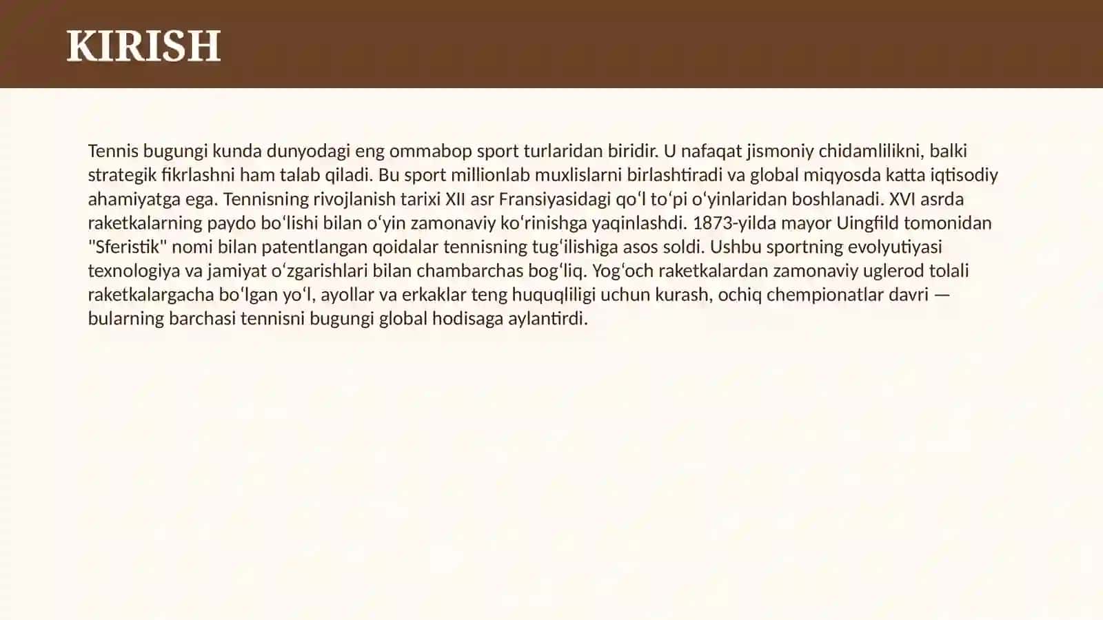 TENNIS VA TENNISNING RIVOJLANISH TARIXI 3