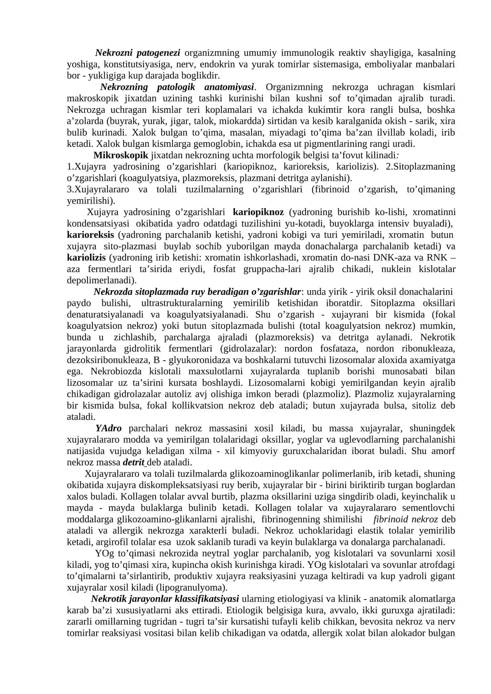 Nekroz. Apoptoz. Nukleoproteidlar, minerallar almashinuvi buzilishining morfologiyasi. So’lak tosh kasalligi 3