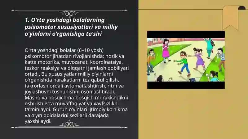 O'rta yoshdagi bolalarga beriladigan milliy va harakatli oyinlarni o'rgatish 3