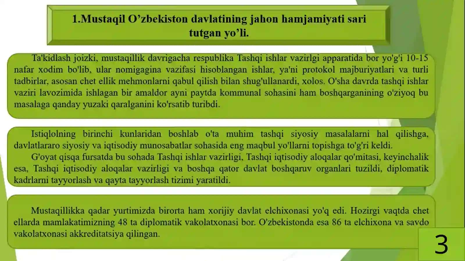 O'zbekiston va Jahon hamjamiyati. 3
