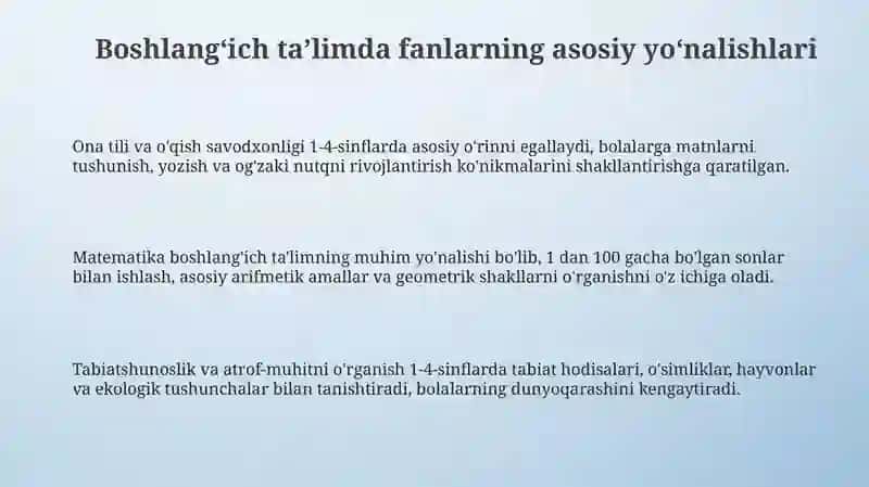 Boshlang’ich ta’limdagi o’quv fanlari strukturasi 3