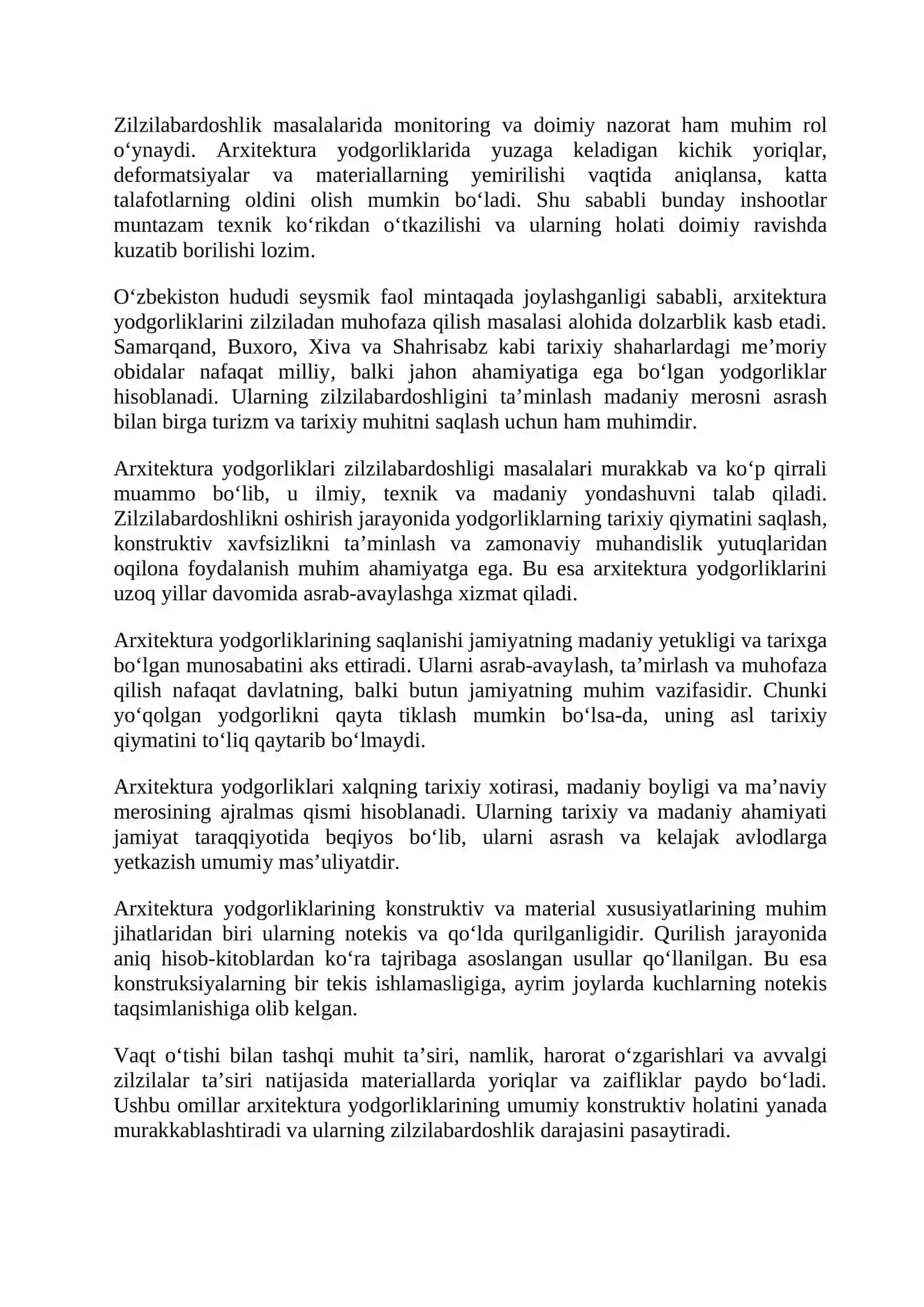 Arxitektura yodgorliklari zilzilabardoshligi masalalari 3