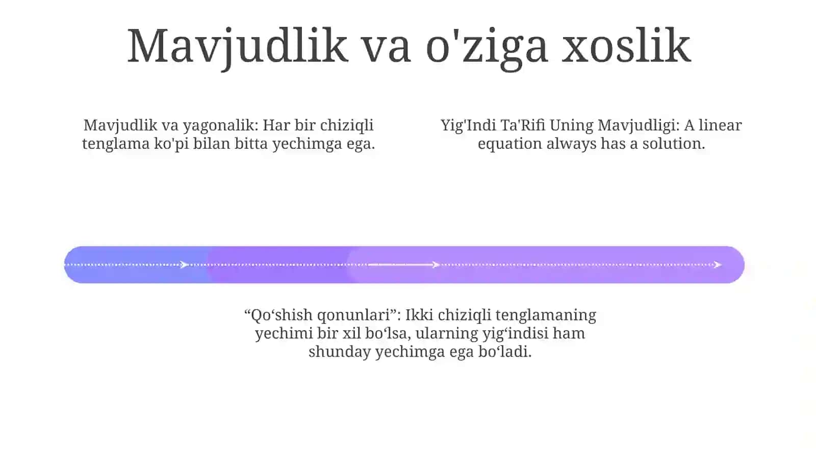 Yig'Indi Ta'Rifi Uning Mavjudligi Yagonaligi. Qo'ShishQonunyatlari 3