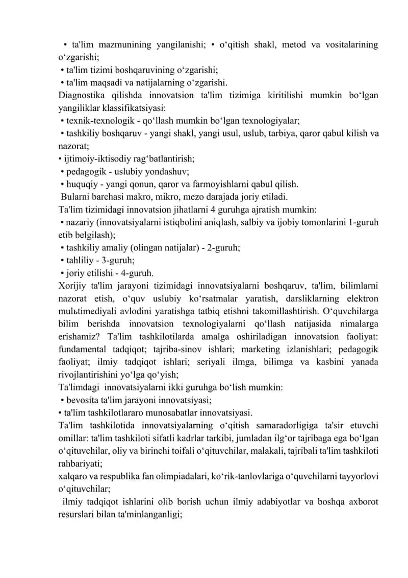 TA’LIM MUASSASASI BOShQARUVINI DIAGNOSTIKA ASOSIDA TAShKIL QILIShDA INNOVATSION YONDAShUV 3