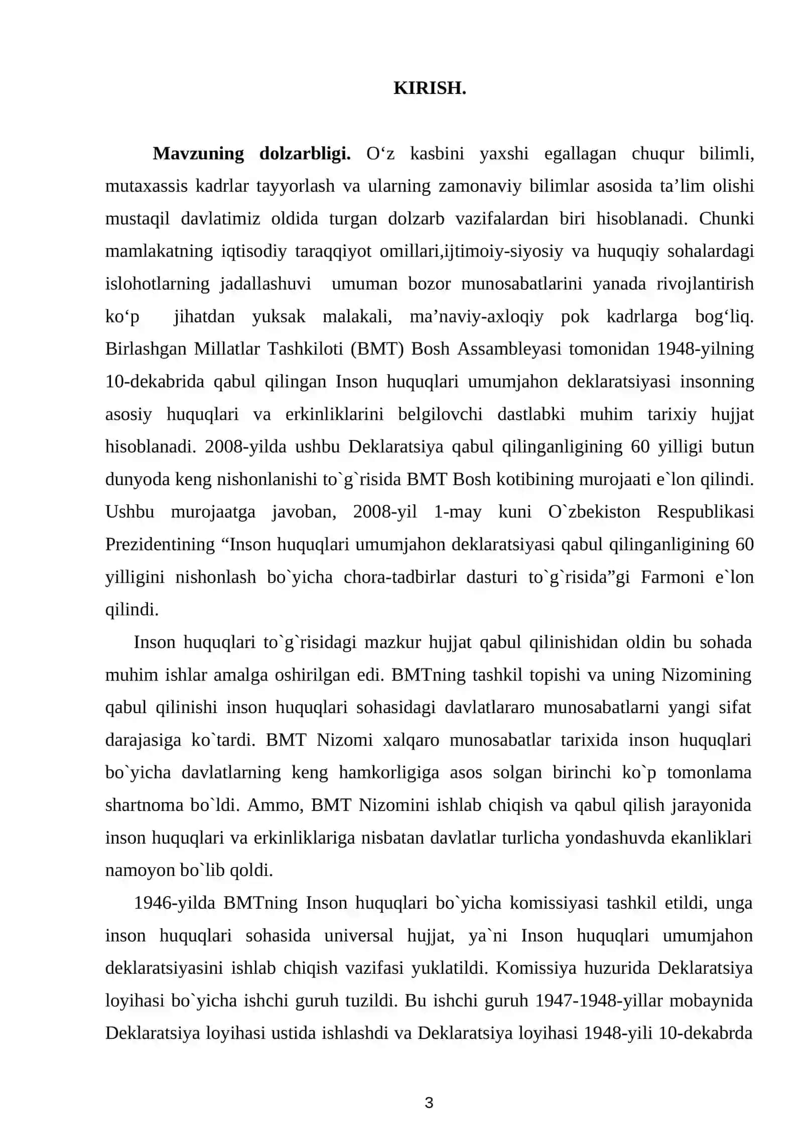 Inson huquqlari umumjahon deklaratsiyasi ishlab chiqish tuzilishi va uning mazmuni 3